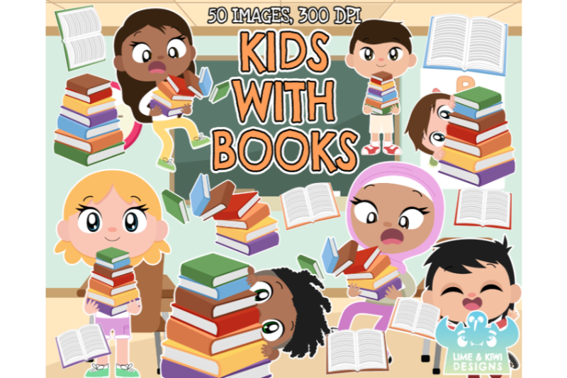 kids-with-books-clipart-lime-and-kiwi-designs