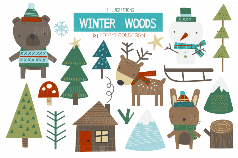 winter-woods-clipart-set