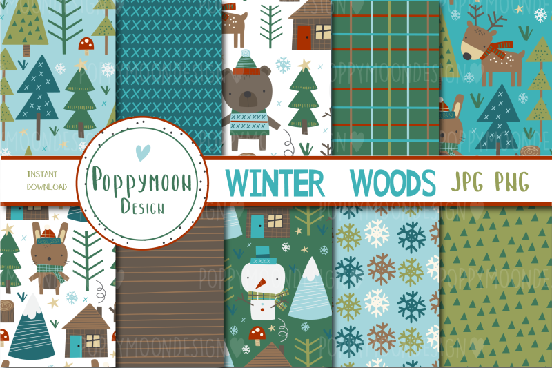 winter-woods-paper-set