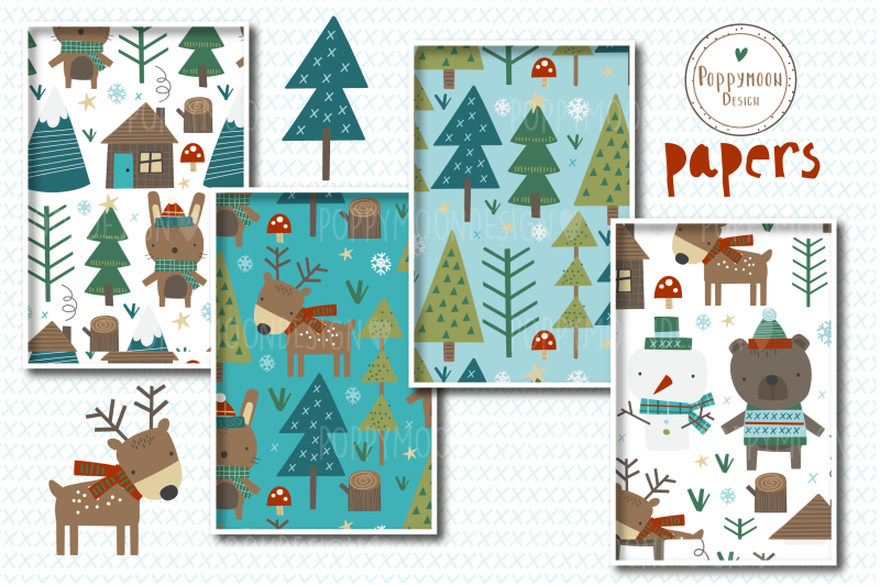 winter-woods-paper-set