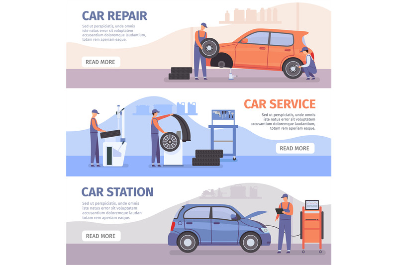 auto-repair-service-banner-car-workshop-posters-with-workers-fix-cars