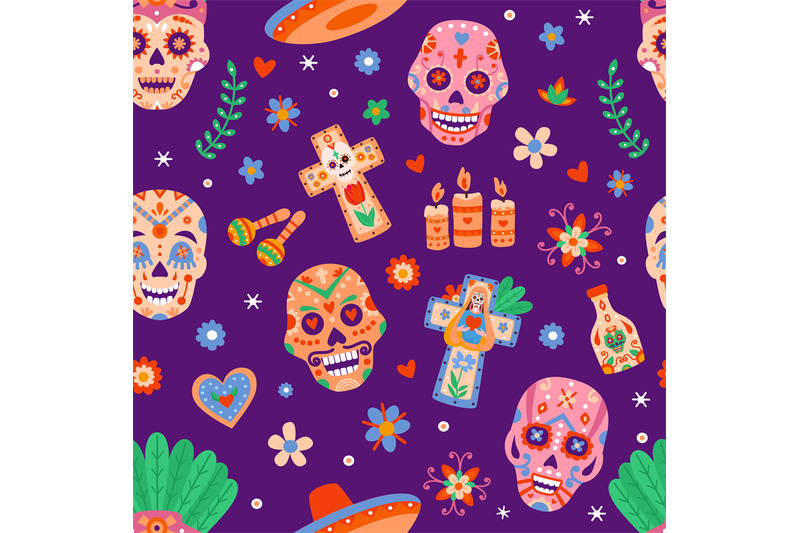 day-of-dead-seamless-pattern-dia-de-los-muertos-sugar-skulls-and-flow