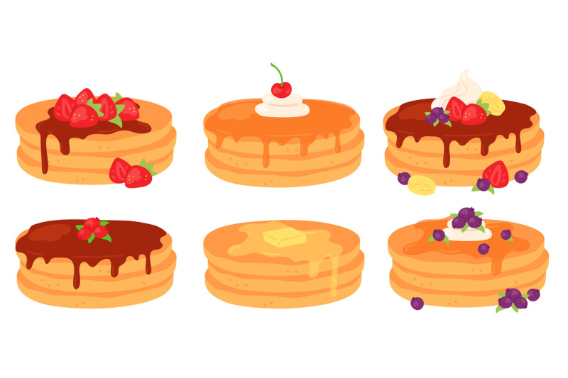 cartoon-breakfast-pancake-stacks-with-maple-syrup-and-berry-toppings