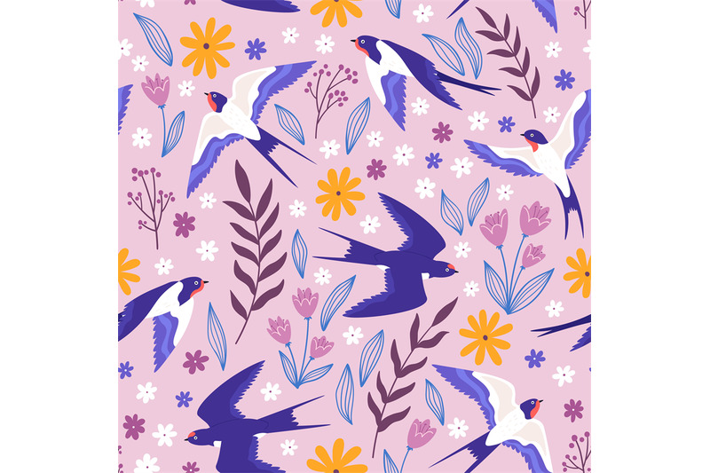 vintage-seamless-pattern-with-flying-swallows-flowers-and-plants-rur