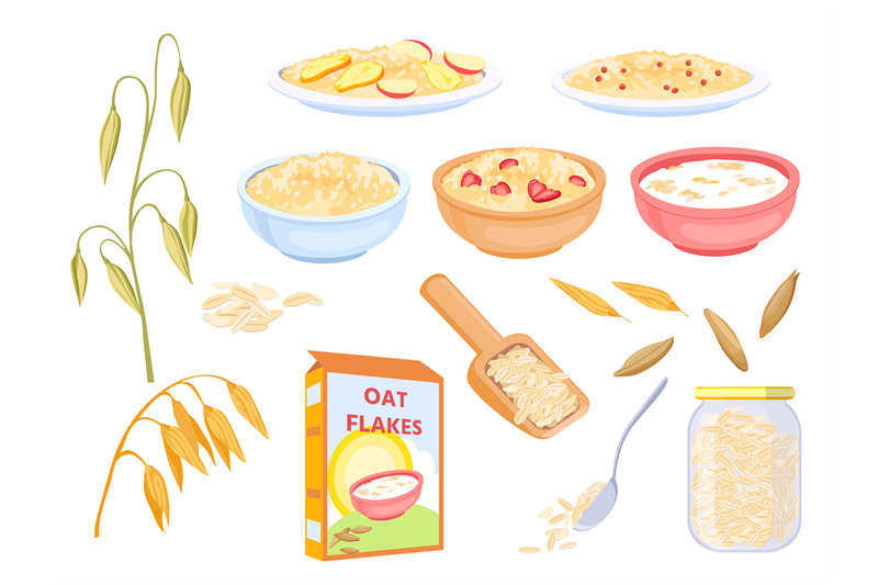 cartoon-oatmeal-breakfast-cereals-sweet-flakes-and-grains-oat-plant