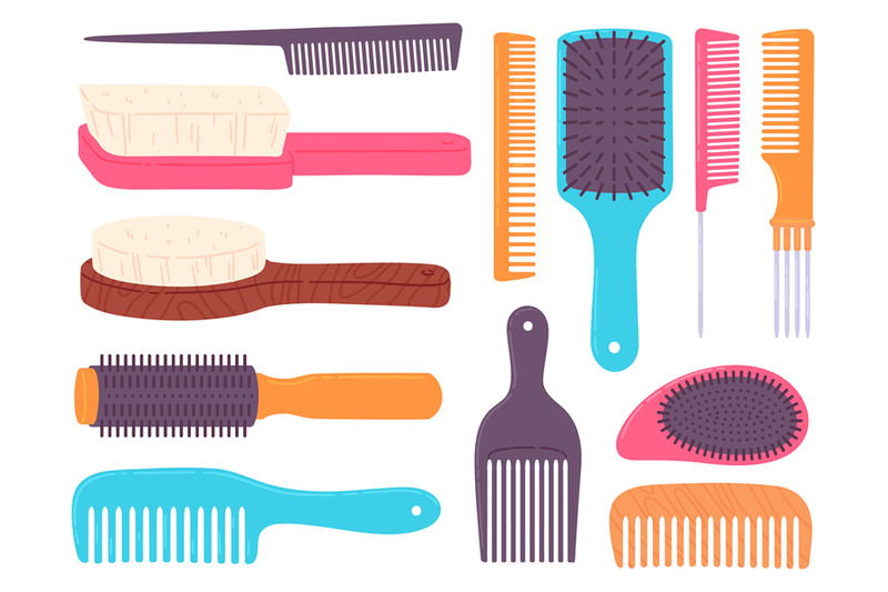 cartoon-hairbrushes-and-professional-comb-for-hair-styling-curling-an