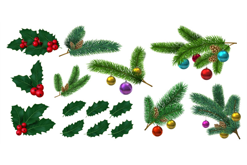 holly-leaves-with-red-berries-and-fir-branches-with-christmas-balls-r