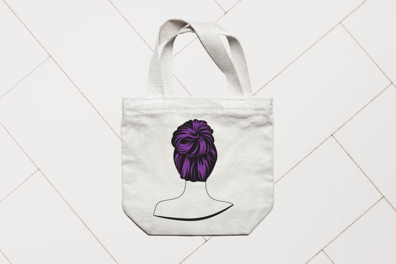 messy-bun-beauty-woman-svg-cut-file-hairstyle-with-purple-hair