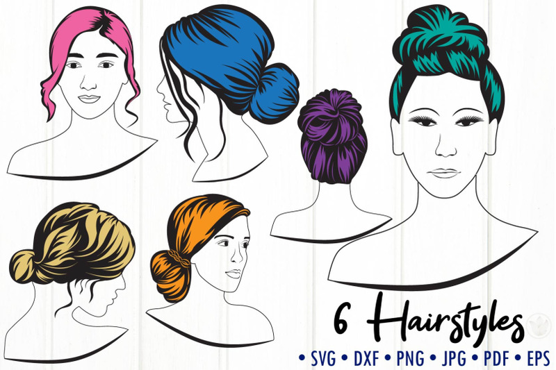 6-hairstyles-bundle-woman-beauty-messy-bun-svg-cut-files