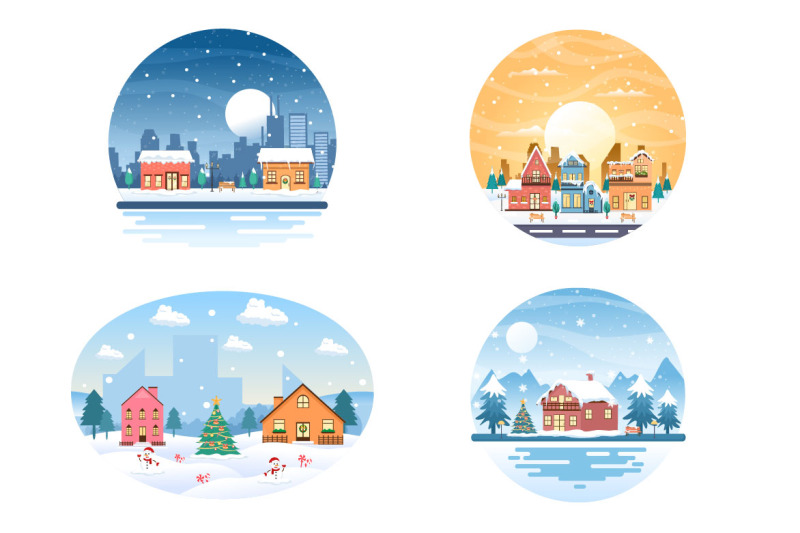 25-christmas-winter-houses-background-vector