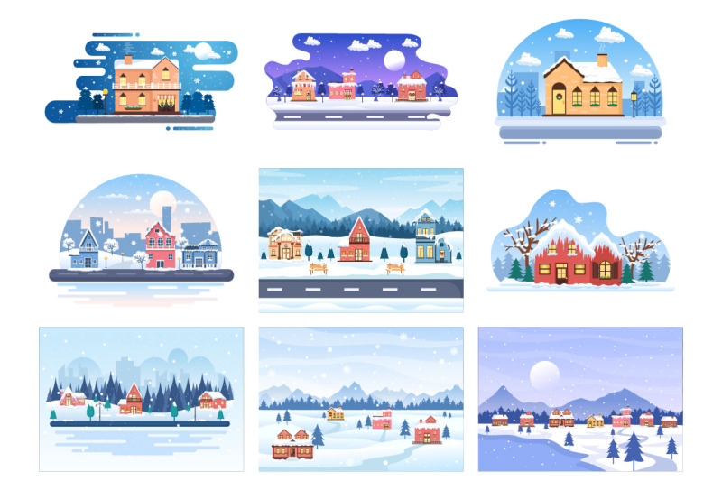 25-christmas-winter-houses-background-vector