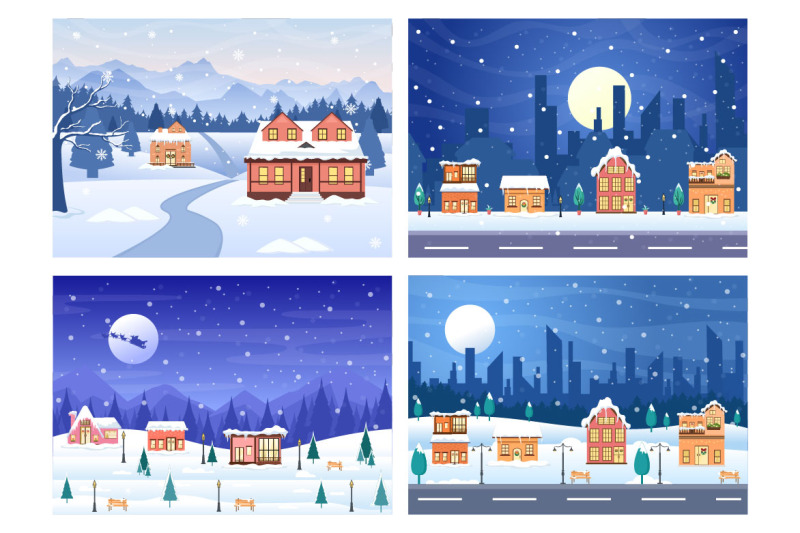 25-christmas-winter-houses-background-vector