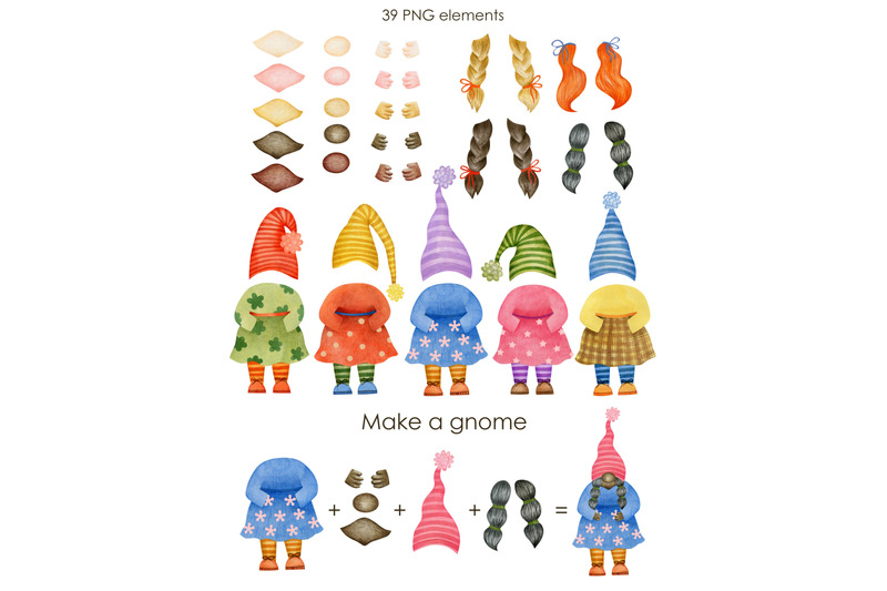 make-a-gnome-watercolor-elements