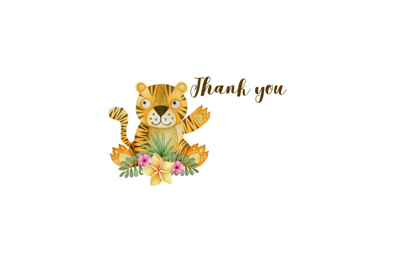 watercolor-tigers-clipart-tropical-leaves-and-flowers-elements