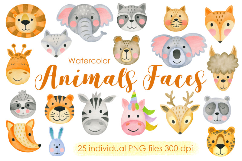 watercolor-animals-faces-clipart