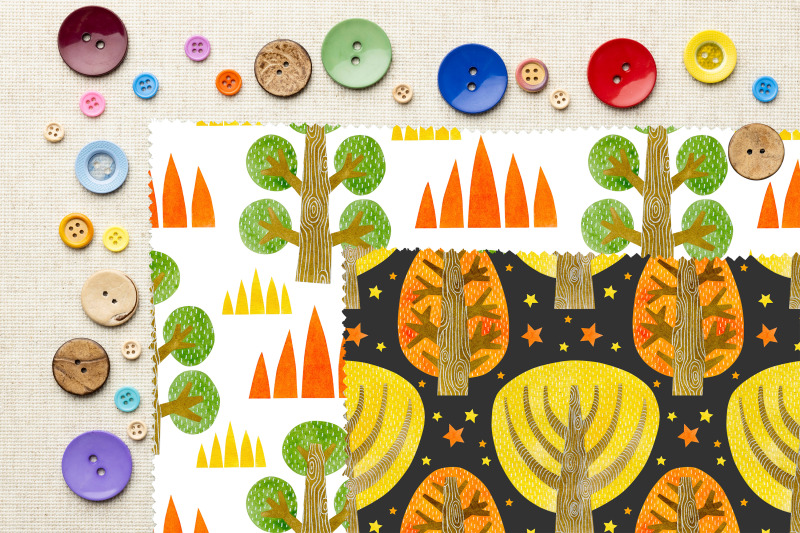 watercolor-seamless-patterns-autumn-trees