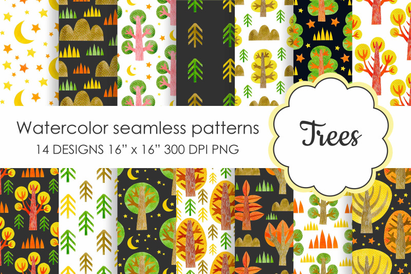 watercolor-seamless-patterns-autumn-trees