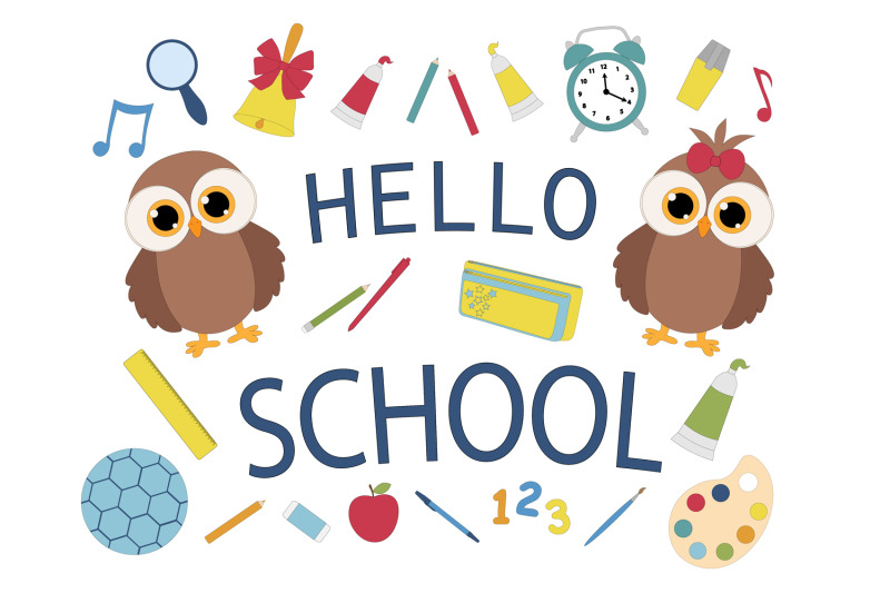 school-owl-banner-school-postcard-school-frame-school-svg