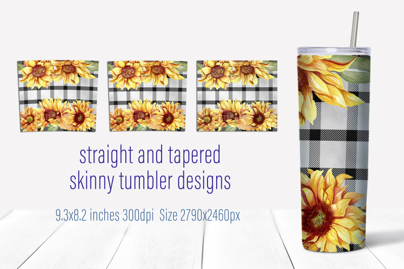 sunflowers-tumbler-sublimation-20-oz-tumbler-buffalo-plaid