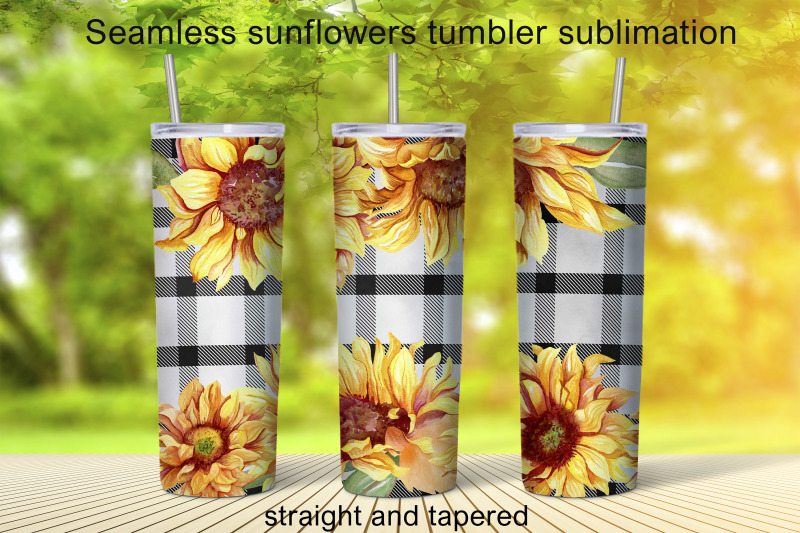 sunflowers-tumbler-sublimation-20-oz-tumbler-buffalo-plaid