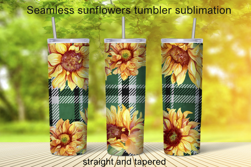 sunflowers-tumbler-sublimation-20-oz-tumbler-buffalo-plaid