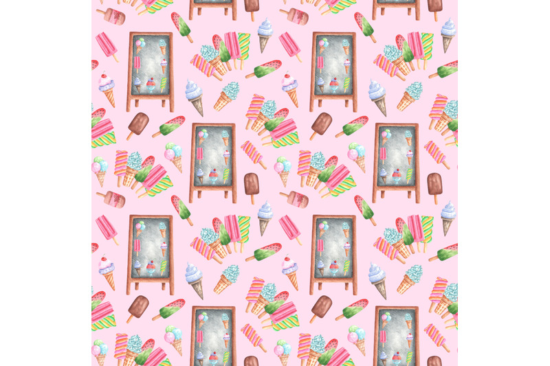 ice-cream-dessert-watercolor-seamless-pattern-ice-cream-assorted-set