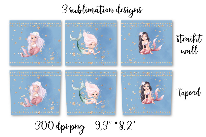 mermaid-sublimation-design-skinny-tumbler-wrap-design
