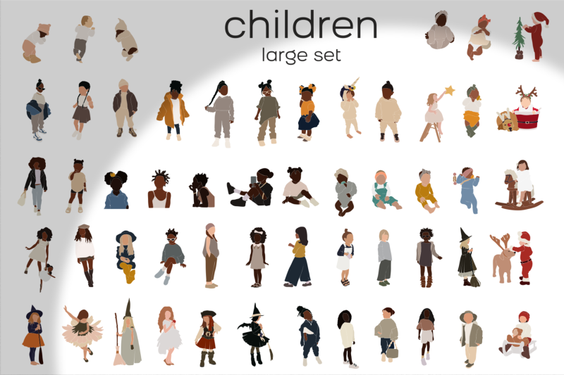 large-set-children-svg-black-kids-african-american-abstract