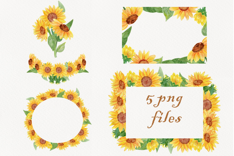 watercolor-sunflower-png-frame-clipart-flower-wreath-clip-art