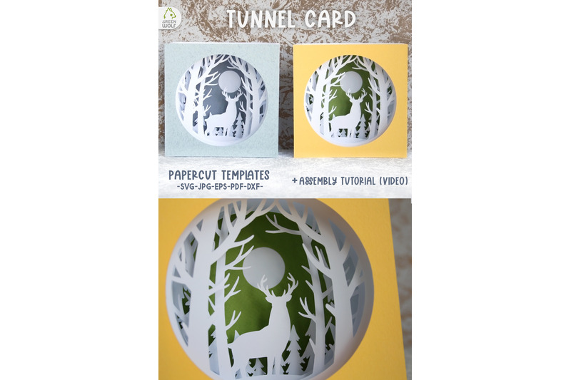 shadow-box-svg-tunnel-card-svg-deer-papercut-card-forest-svg-file