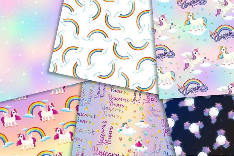 cute-unicorn-digital-papers-unicorn-images-girly-scrapbook-papers