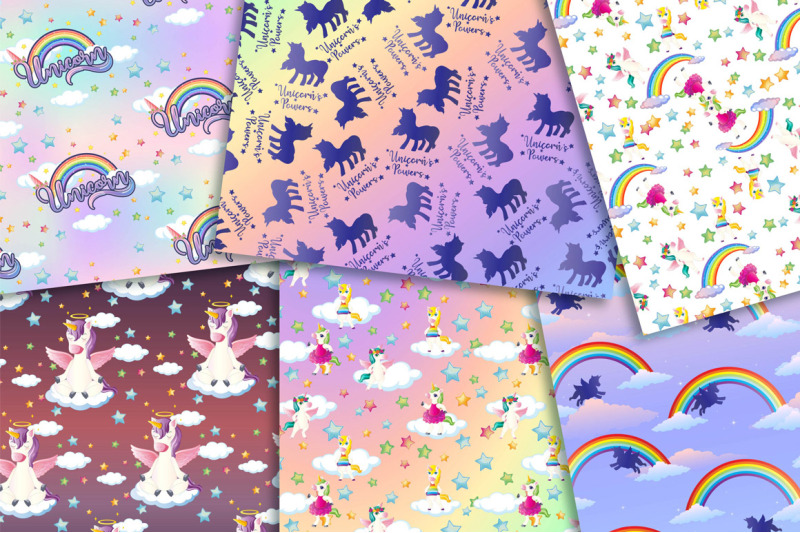 cute-unicorn-digital-papers-unicorn-images-girly-scrapbook-papers