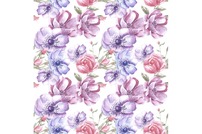 summer-bouquet-watercolor-seamless-pattern-roses-rose-hips-leaf
