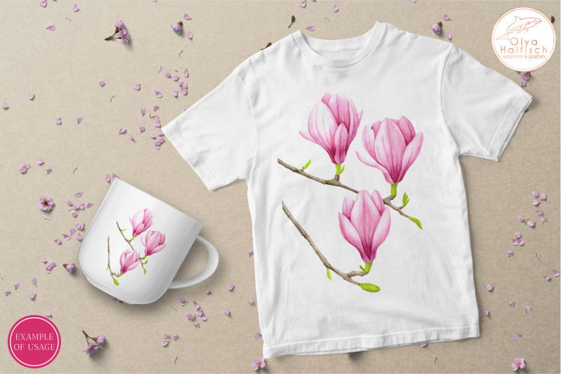 watercolor-pink-magnolia-flowers-clipart-sublimation-png
