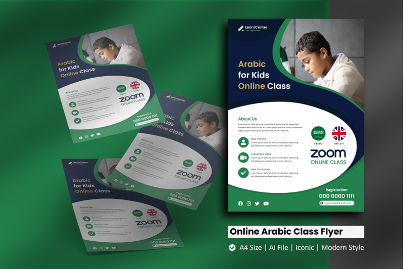 online-arabic-class-flyer-template