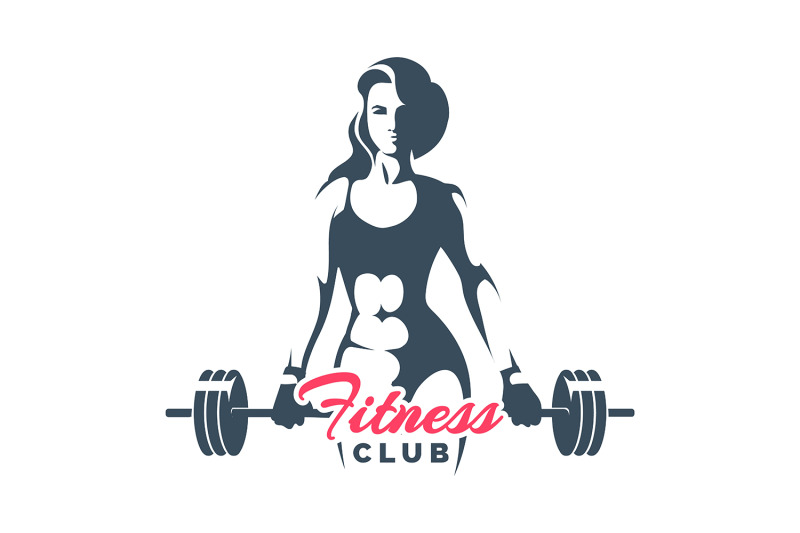 fitness-club-logo-woman-holds-barbell-on-white-background