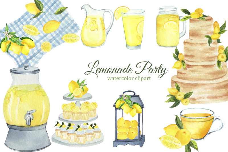 lemonade-party-watercolor-clipart-citrus-summer-clip-art-lemonade-pn