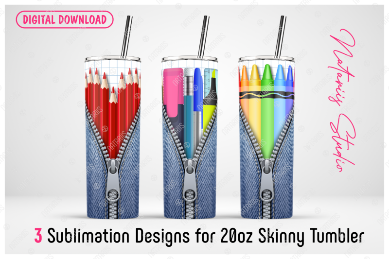 3-school-zipper-sublimation-templates-20oz-skinny-tumbler