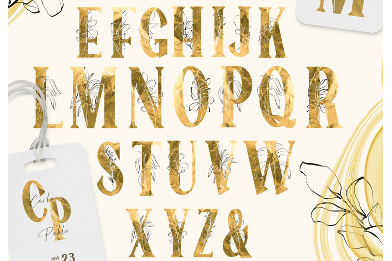floral-gold-foil-alphabet-clipart-monogram-letters-numbers