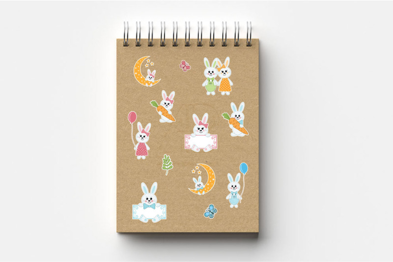 cute-bunny-characters-sticker-set