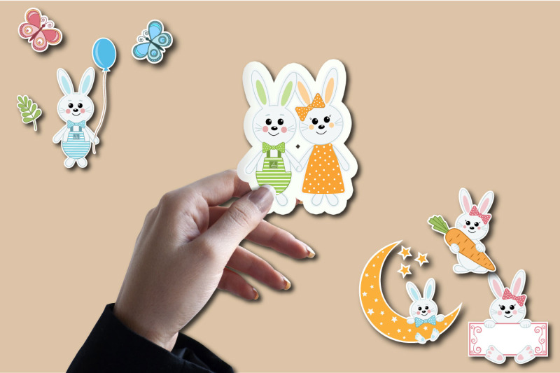 cute-bunny-characters-sticker-set