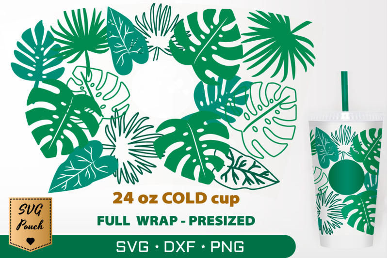 jungle-leaves-cup-wrap-svg