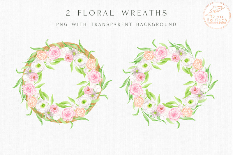 watercolor-flower-wreaths-png-floral-wood-round-frames