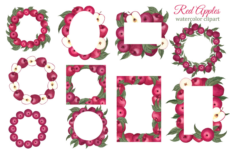 watercolor-apple-frames-and-wreath-clipart-harvest-png-autumn-weddin