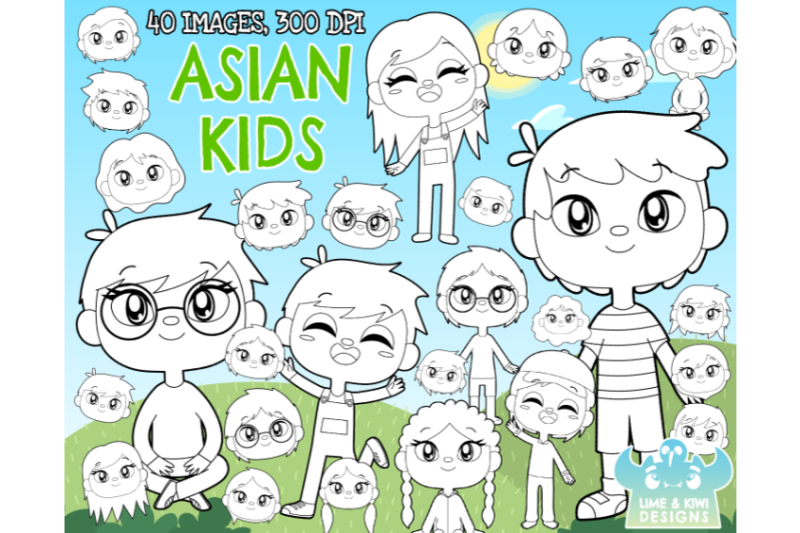 asian-kids-digital-stamps-lime-and-kiwi-designs