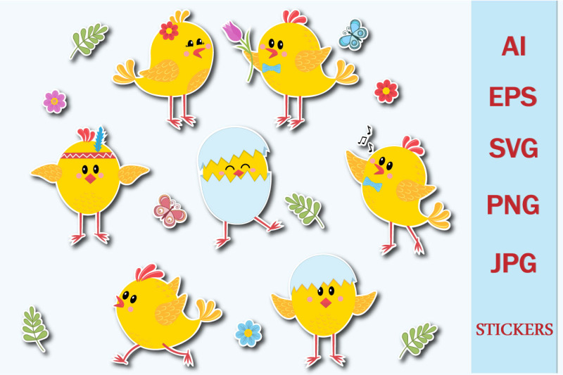 bundle-stickers-small-cartoon-chickens