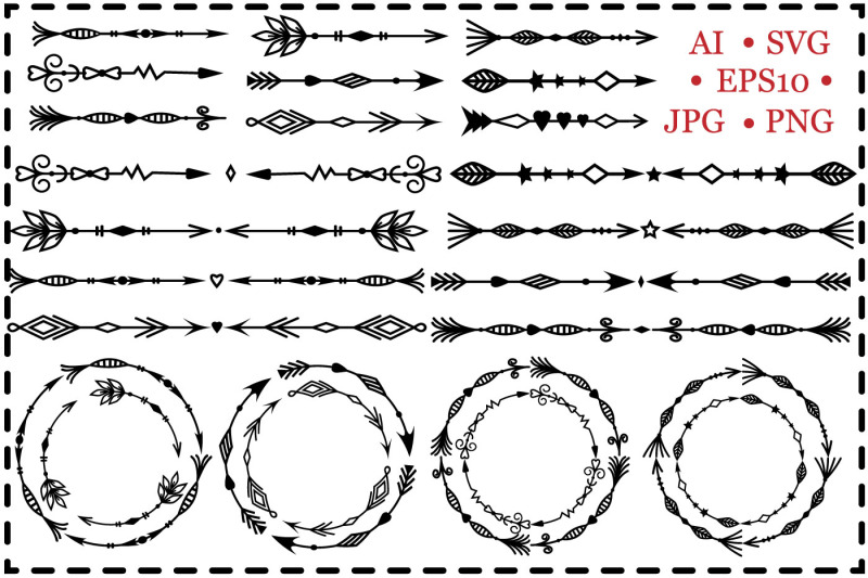 set-of-openwork-arrows-and-round-frames