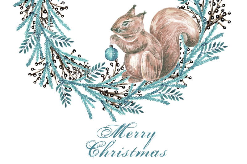 christmas-wreath-clipart-squirrel-winter-new-year-wreath