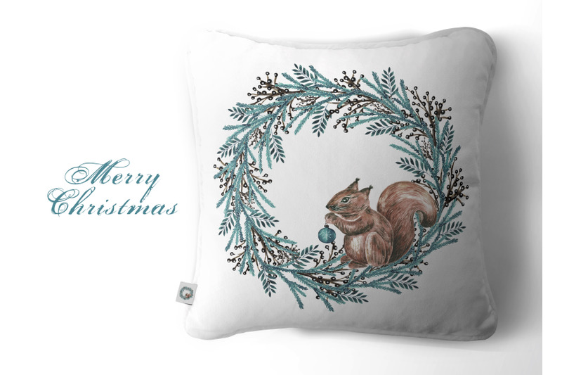 christmas-wreath-clipart-squirrel-winter-new-year-wreath