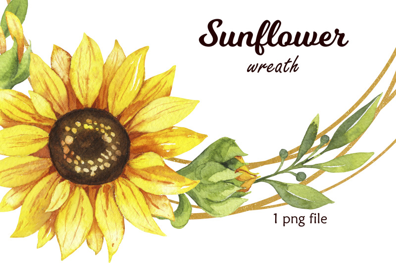 sunflower-wreath-clipart-watercolor-floral-frames